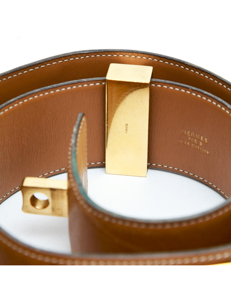 Ceinture HERMES médor en cuir gold accastillage doré