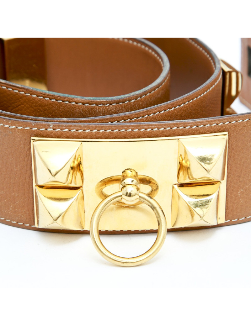 Ceinture HERMES médor en cuir gold accastillage doré