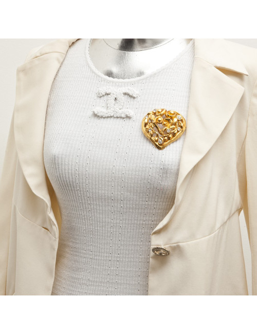 CHRISTIAN LACROIX  vintage heart brooch in gilded metal and Swarovski brilliant