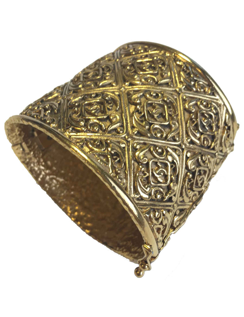 Manchette CHANEL vintage métal doré