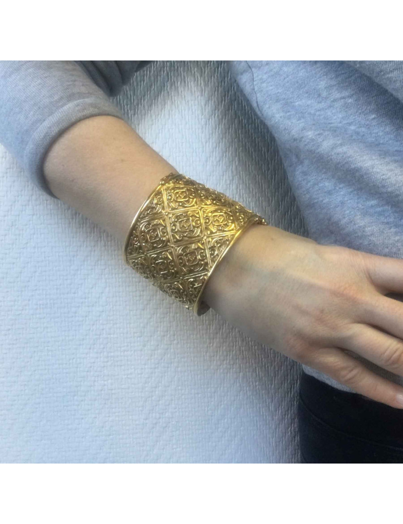 Manchette CHANEL vintage métal doré