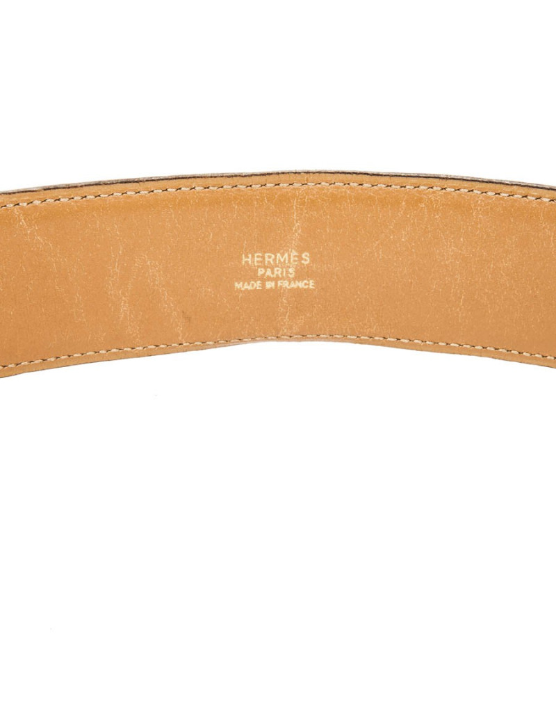 Ceinture HERMES médor en cuir orange et accastillage doré