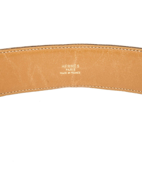 Ceinture HERMES médor en cuir orange et accastillage doré