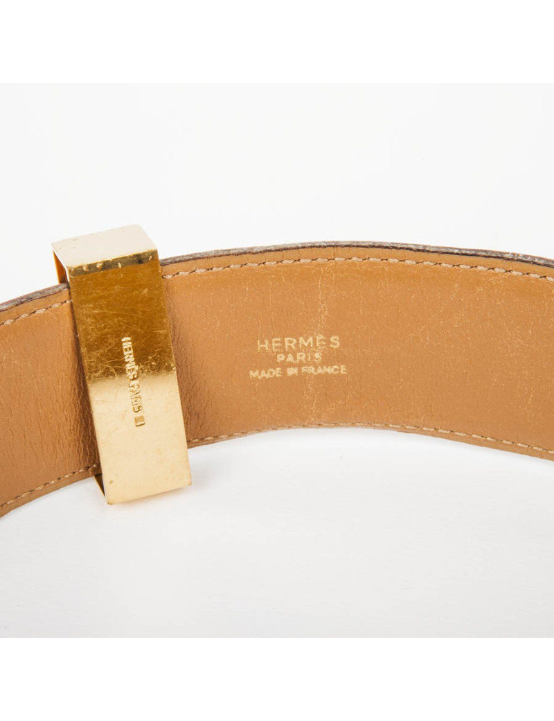Ceinture HERMES médor en cuir orange et accastillage doré