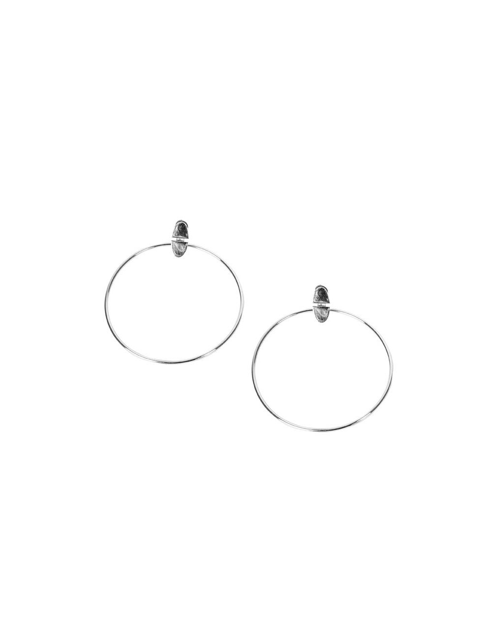 Boucles d'oreilles HERMES créoles en argent