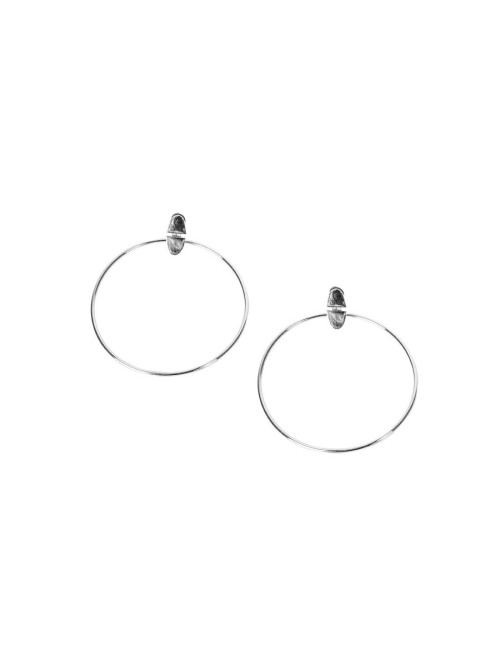 Boucles d'oreilles HERMES créoles en argent