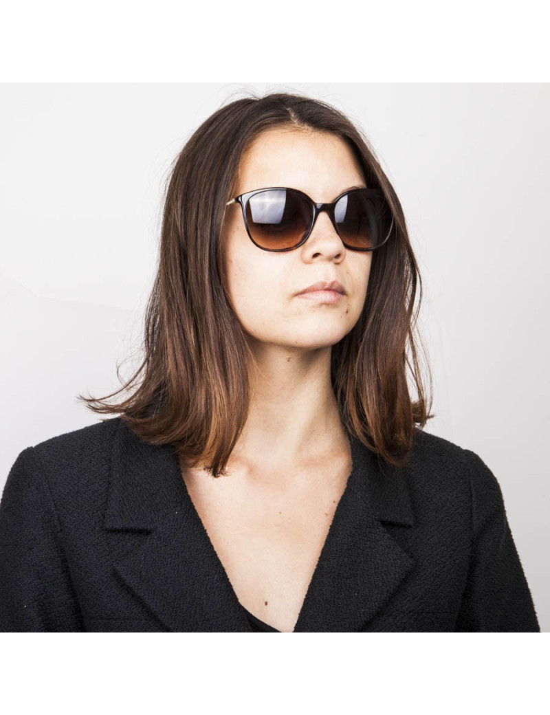 Lunettes de soleil CHANEL en plexiglas marron avec strass