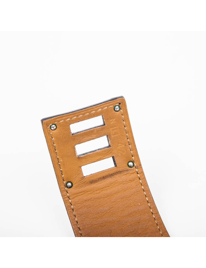 Manchette HERMES kelly dog en cuir noir