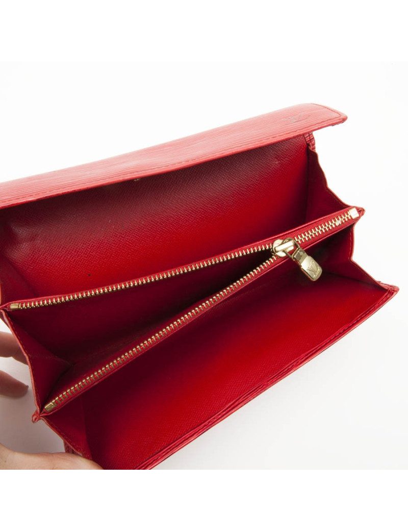 Portefeuille LOUIS VUITTON en cuir épi rouge