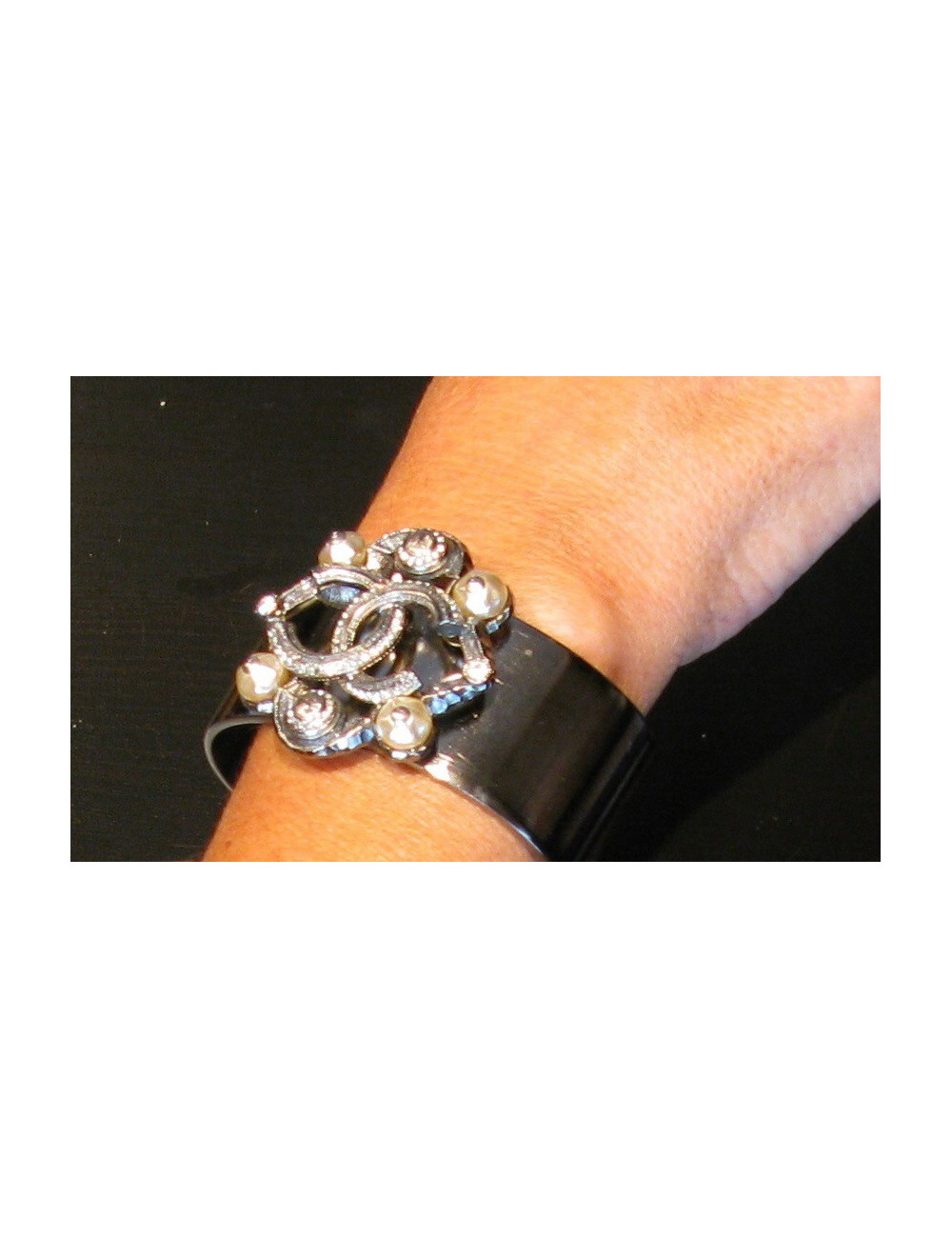 Manchette bijou CHANEL métal argenté