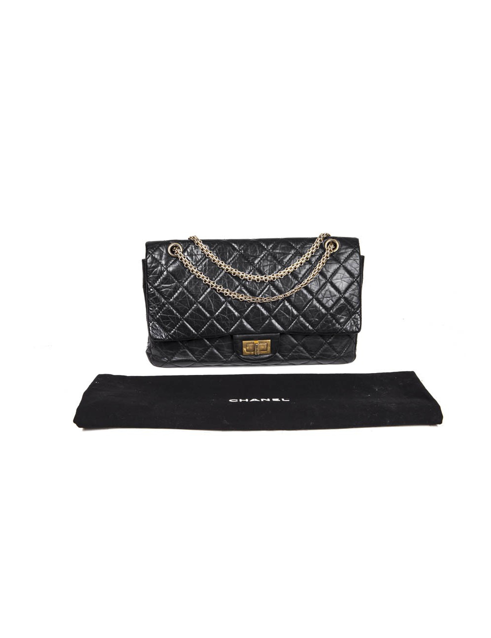 Sac 2.55 cuir vieilli noir  CHANEL