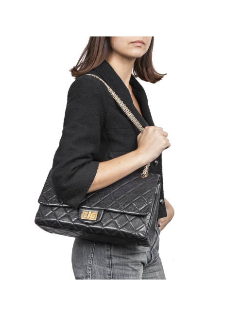Sac 2.55 cuir vieilli noir  CHANEL