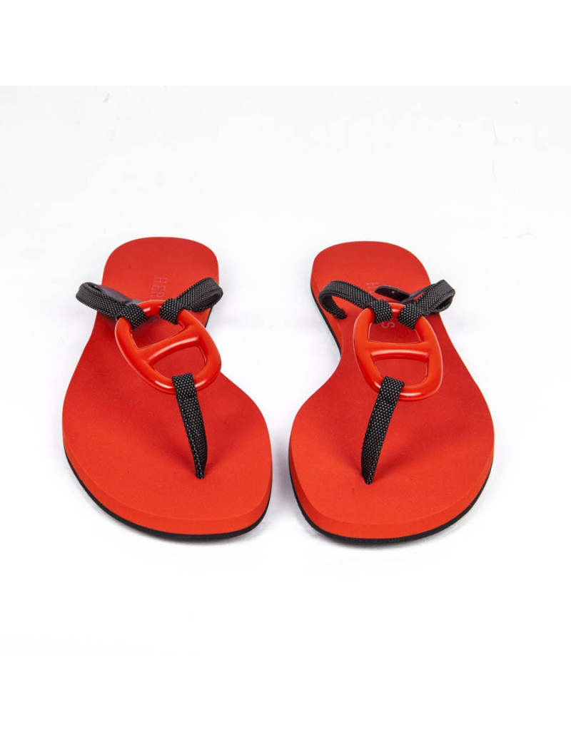 Sandales HERMES plates rouge 