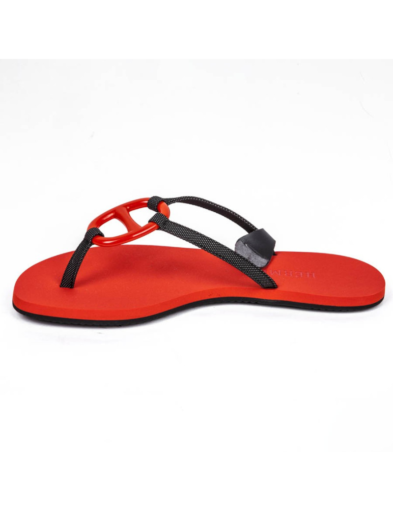 Sandales HERMES plates rouge 