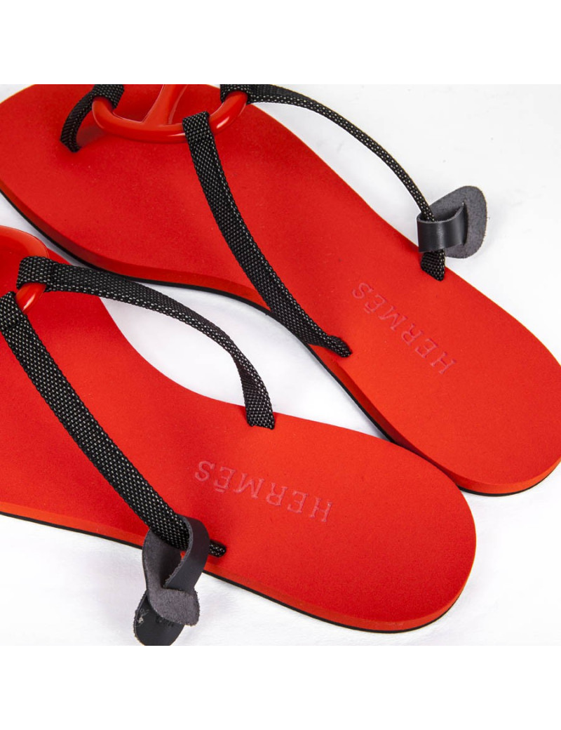 Sandales HERMES plates rouge 