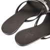 HERMES Size 38 'Corfu Nappa' sandals in metallic gunmetal and silver leather