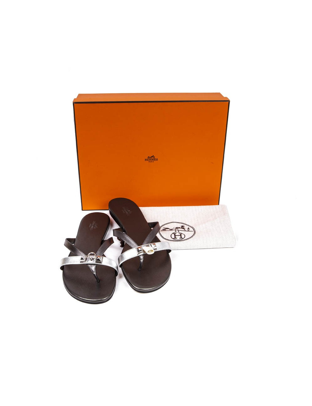 Sandales "Corfou Nappa" HERMES plates canon de fusil T 38