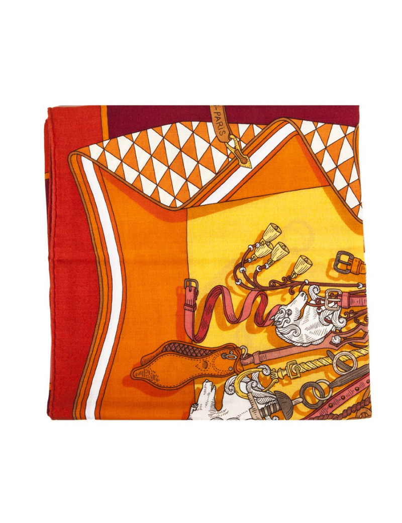 HERMES 'Bouquets Sellier' shawl in multicolored cashmere and silk
