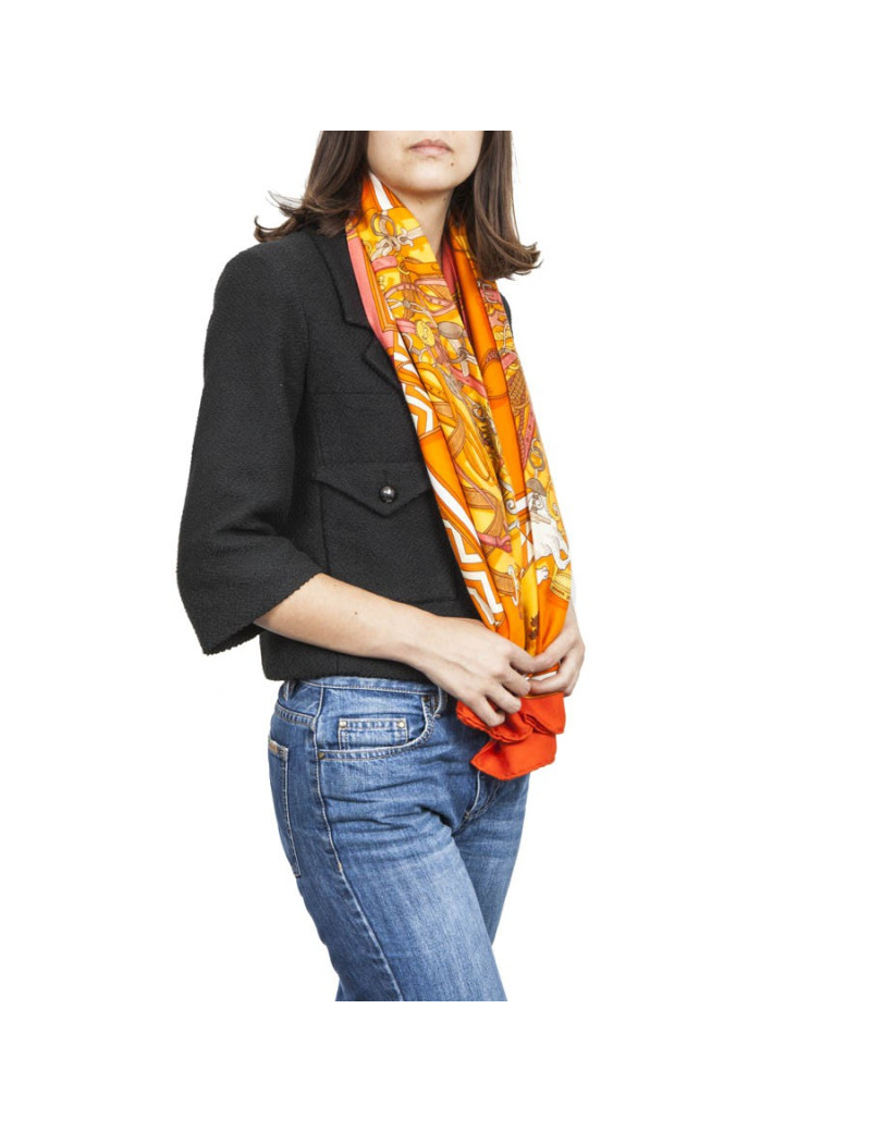 HERMES 'Bouquets Sellier' shawl in multicolored cashmere and silk