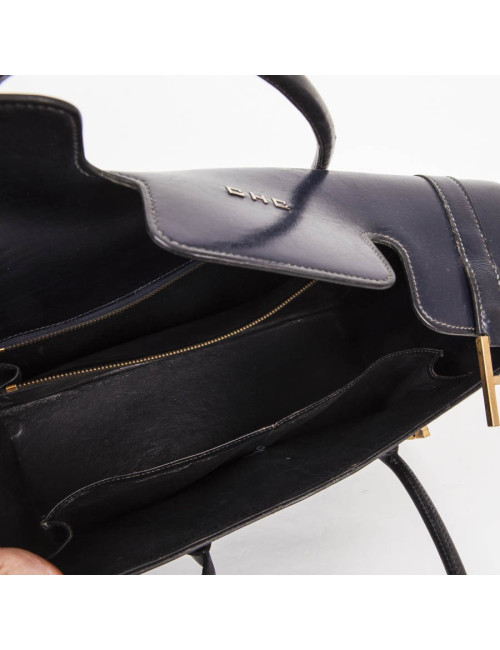 Sac Drag HERMES cuir box bleu nuit Vintage