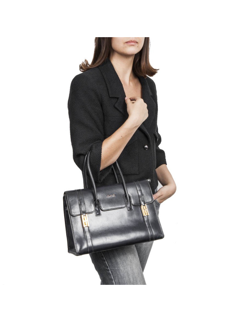 Sac Drag HERMES cuir box bleu nuit Vintage