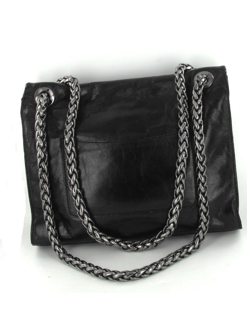Sac Balmain en cuir veilli noir