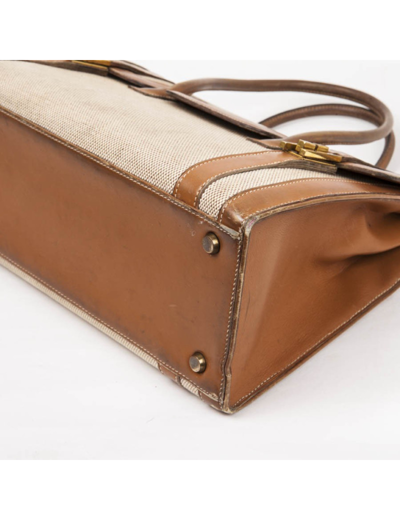 Sac Drag HERMES toile et cuir