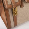 Vintage HERMES Flap Bag 'Drag' in Beige Canvas and Gold Leather