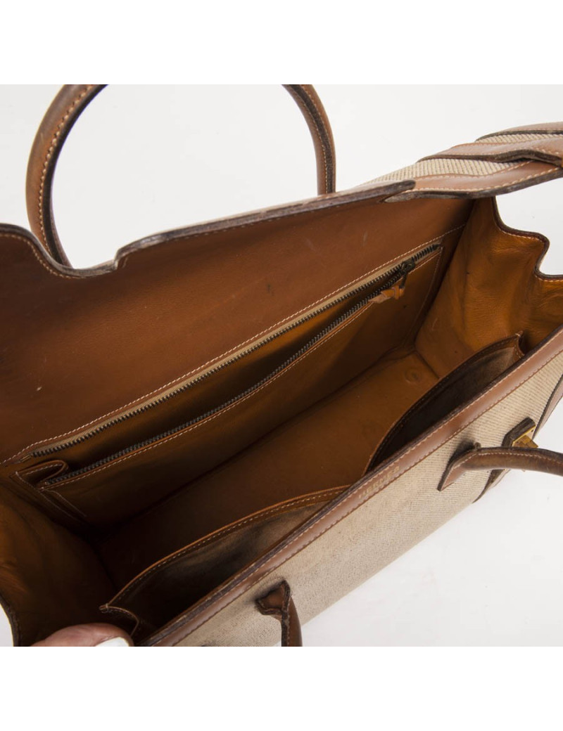 Sac Drag HERMES toile et cuir