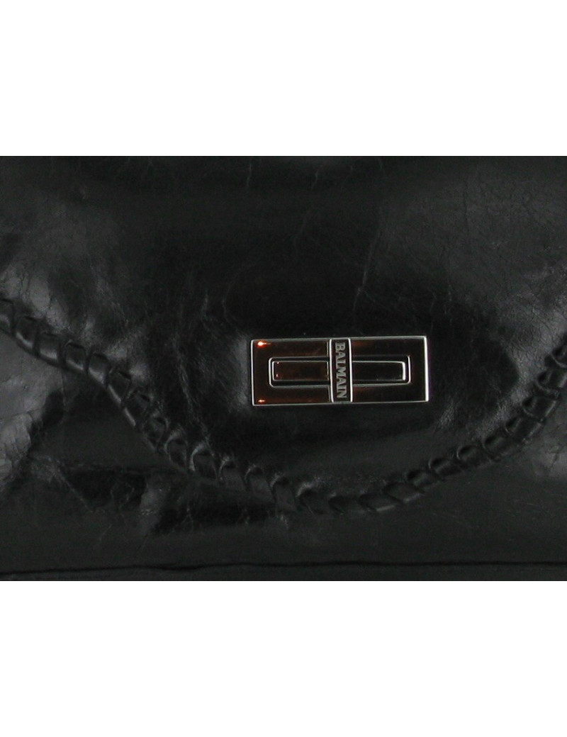 Sac Balmain en cuir veilli noir