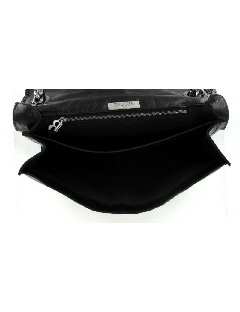 Sac Balmain en cuir veilli noir