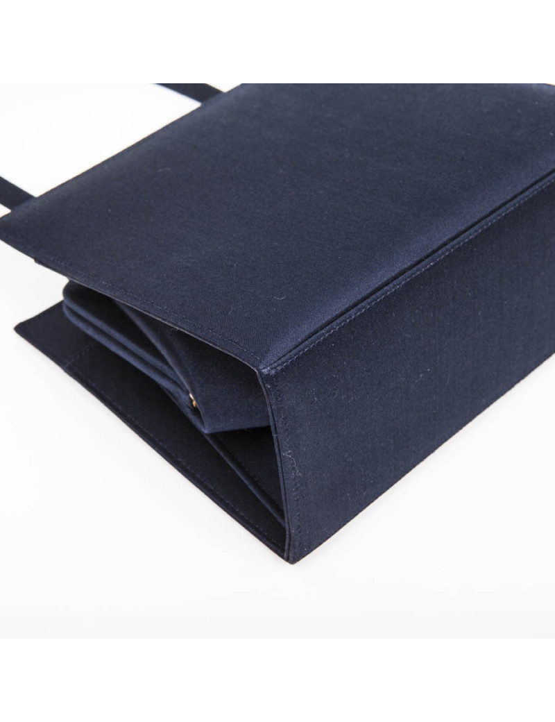 Sac  à main LAMBERTSON TRUEX en soie bleu marine 