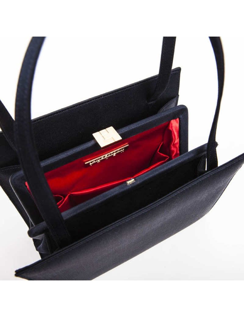 Sac  à main LAMBERTSON TRUEX en soie bleu marine 