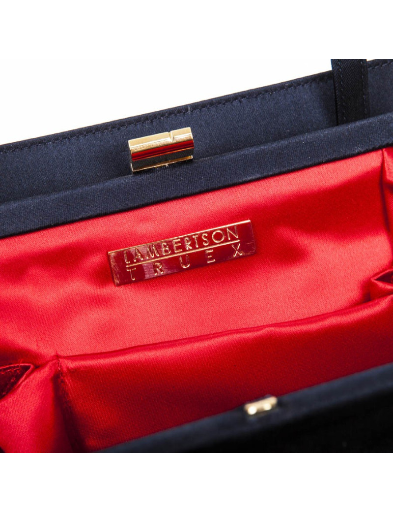 Sac  à main LAMBERTSON TRUEX en soie bleu marine 