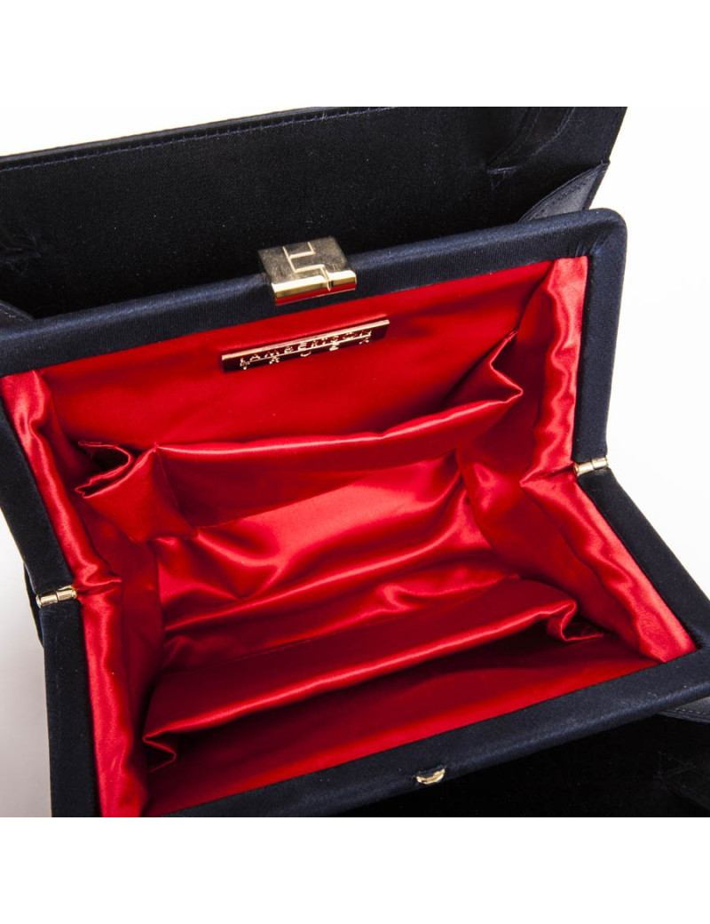 Sac  à main LAMBERTSON TRUEX en soie bleu marine 