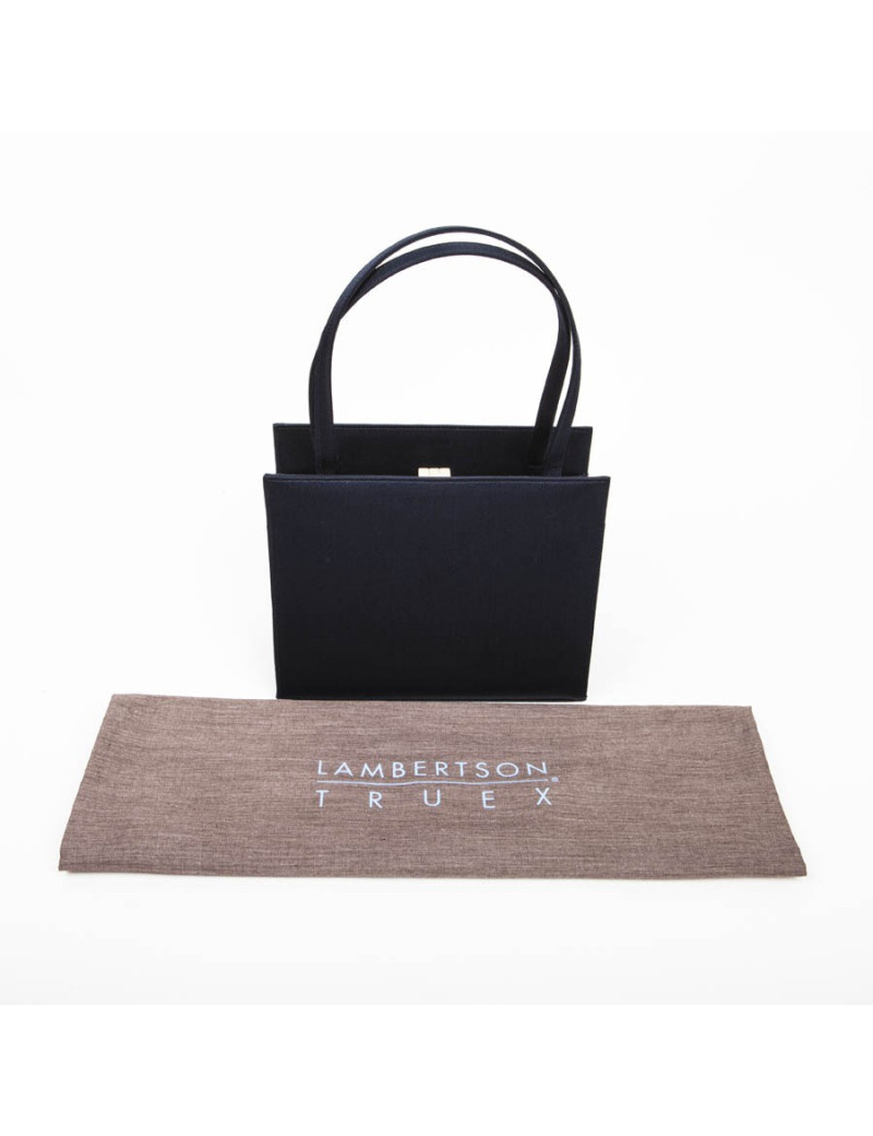Sac  à main LAMBERTSON TRUEX en soie bleu marine 