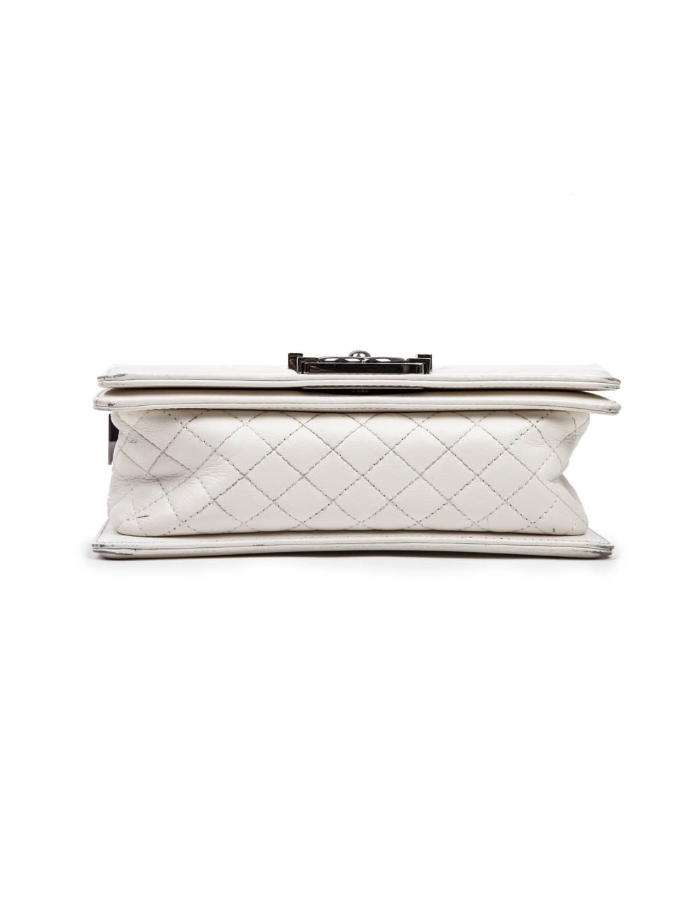 CHANEL 'Boy' flap bag in white quilted leather