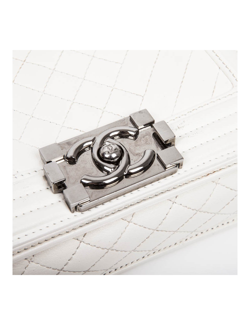 CHANEL 'Boy' flap bag in white quilted leather