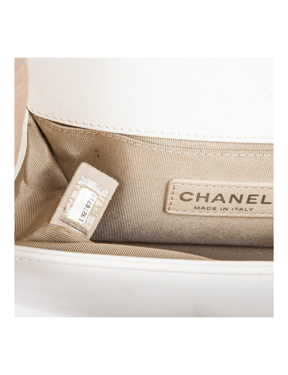 CHANEL 'Boy' flap bag in white quilted leather