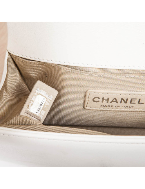 CHANEL 'Boy' flap bag in white quilted leather