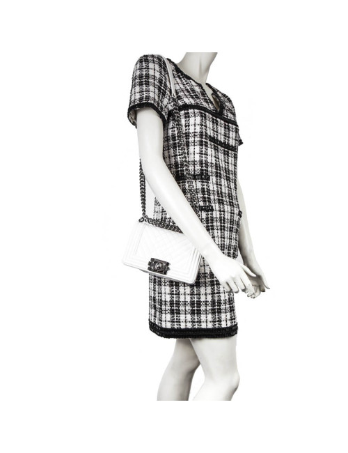 CHANEL 'Boy' flap bag in white quilted leather