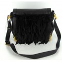 Feathers FENDI bag "No. 2" in black leather and feathers