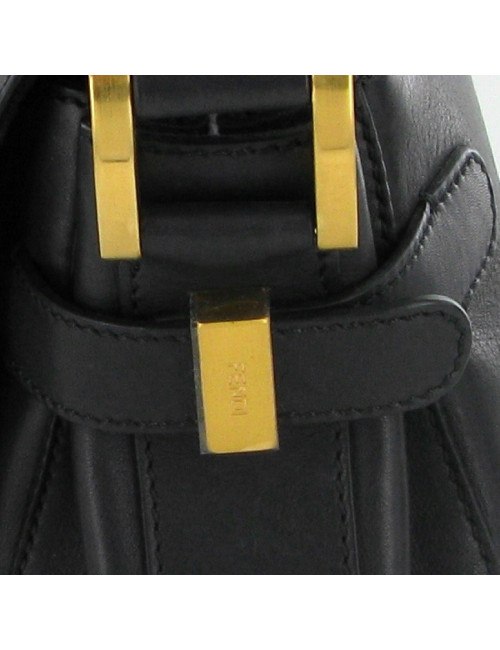 Sac FENDI "N°2" en cuir noir et plumes