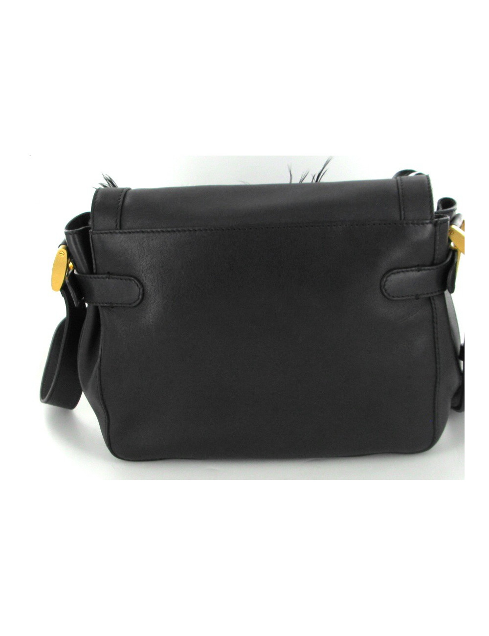 Sac FENDI "N°2" en cuir noir et plumes