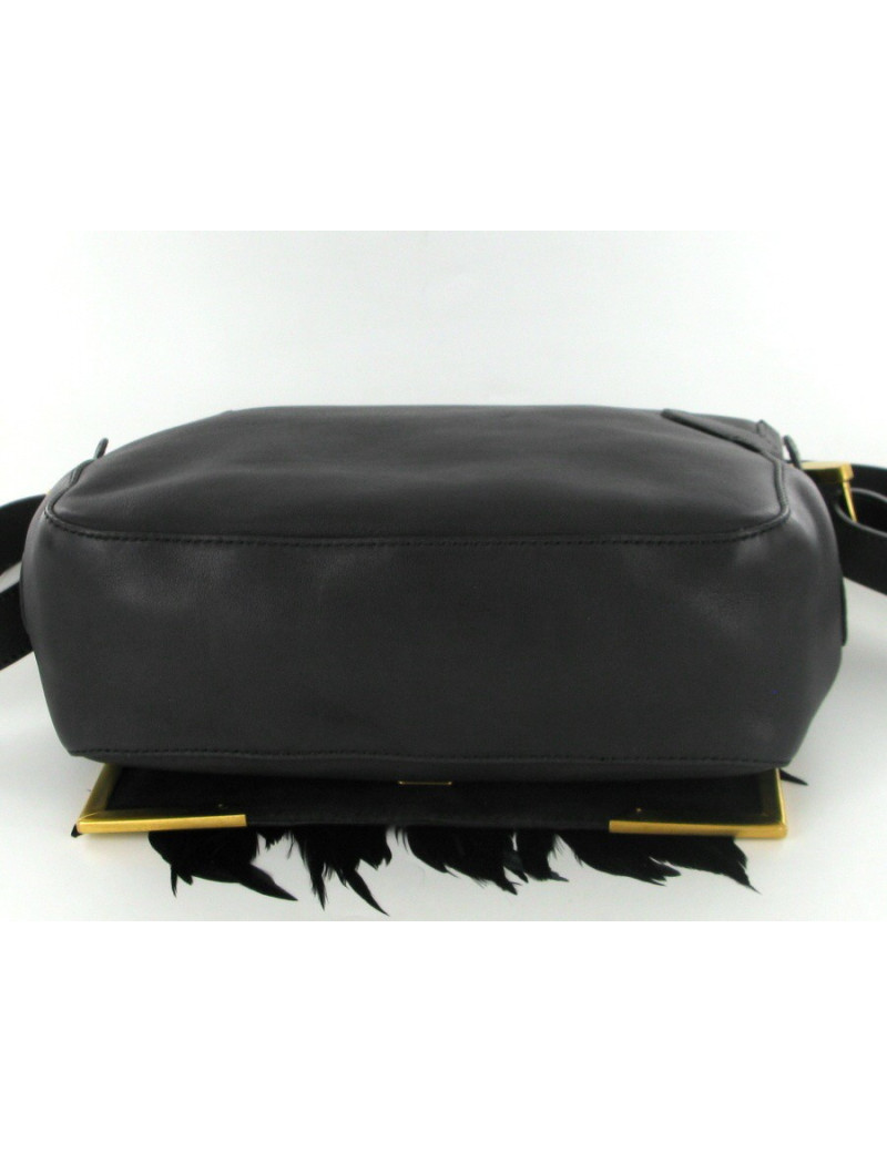 Sac FENDI "N°2" en cuir noir et plumes
