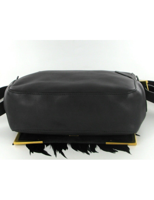 Sac FENDI "N°2" en cuir noir et plumes