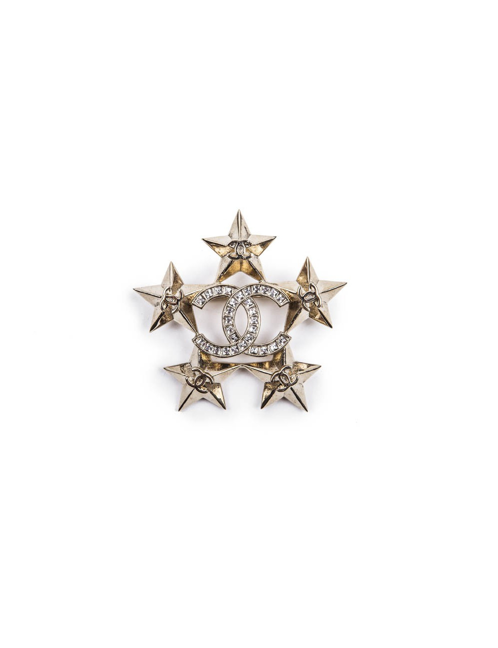 Broche "Paris-Dallas" CHANEL  avec double C  au centre strass