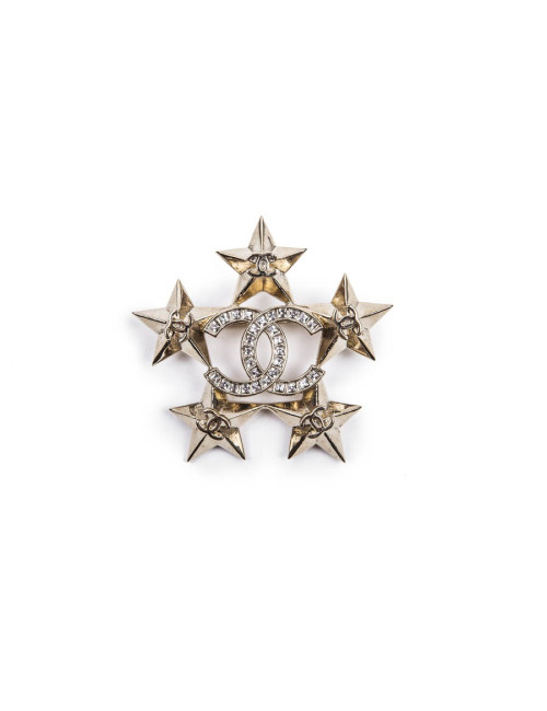 Broche "Paris-Dallas" CHANEL  avec double C  au centre strass