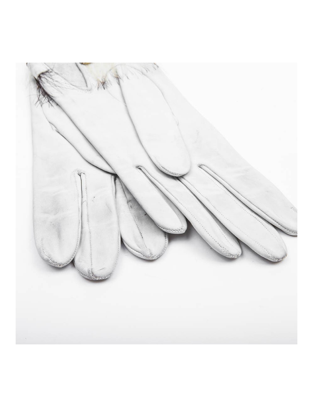 Gants HERMES T 6 1/5 en cuir d'agneau blanc Vintage