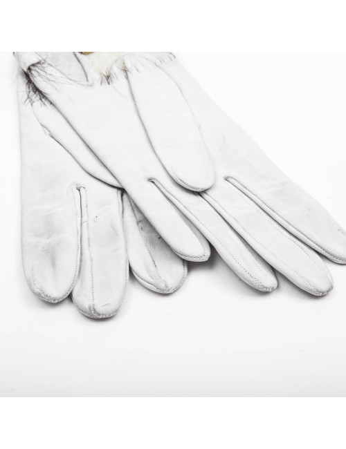 Gants HERMES T 6 1/5 en cuir d'agneau blanc Vintage